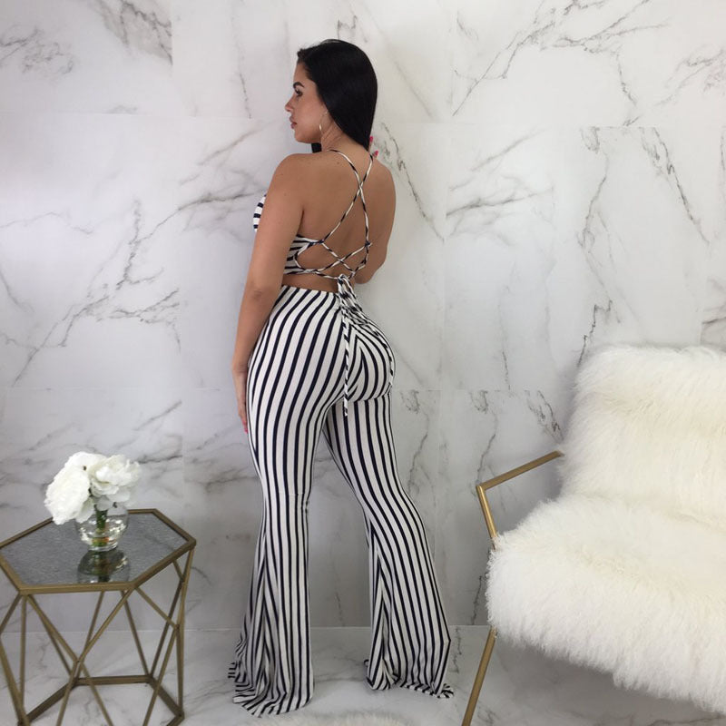 Gestreifter Damen-Jumpsuit – Slim Fit Einteiler aus Baumwollmix